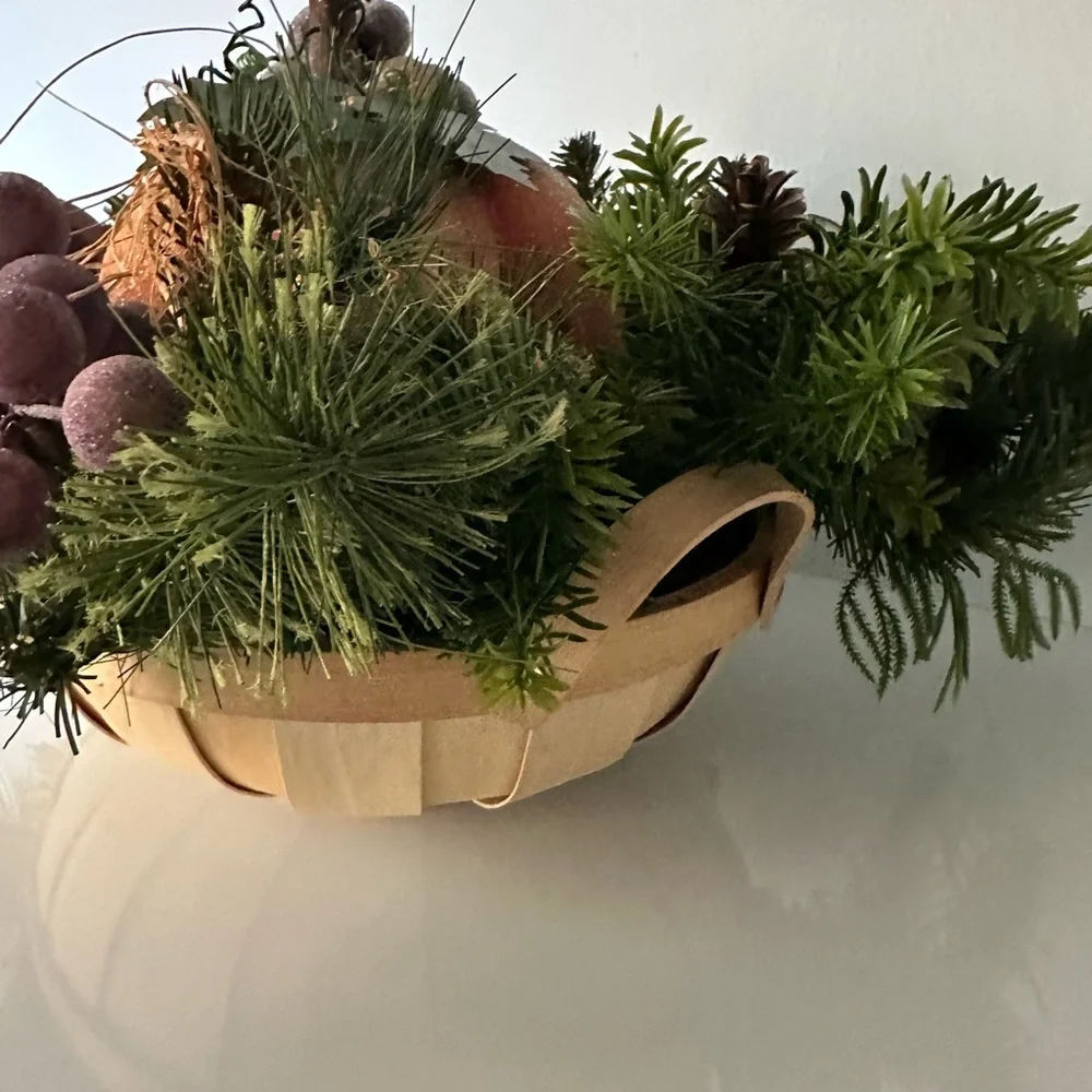 HOME DECOR FALL AUTUMN DECORATIVE FRUIT BASKET 21 x 9 inches